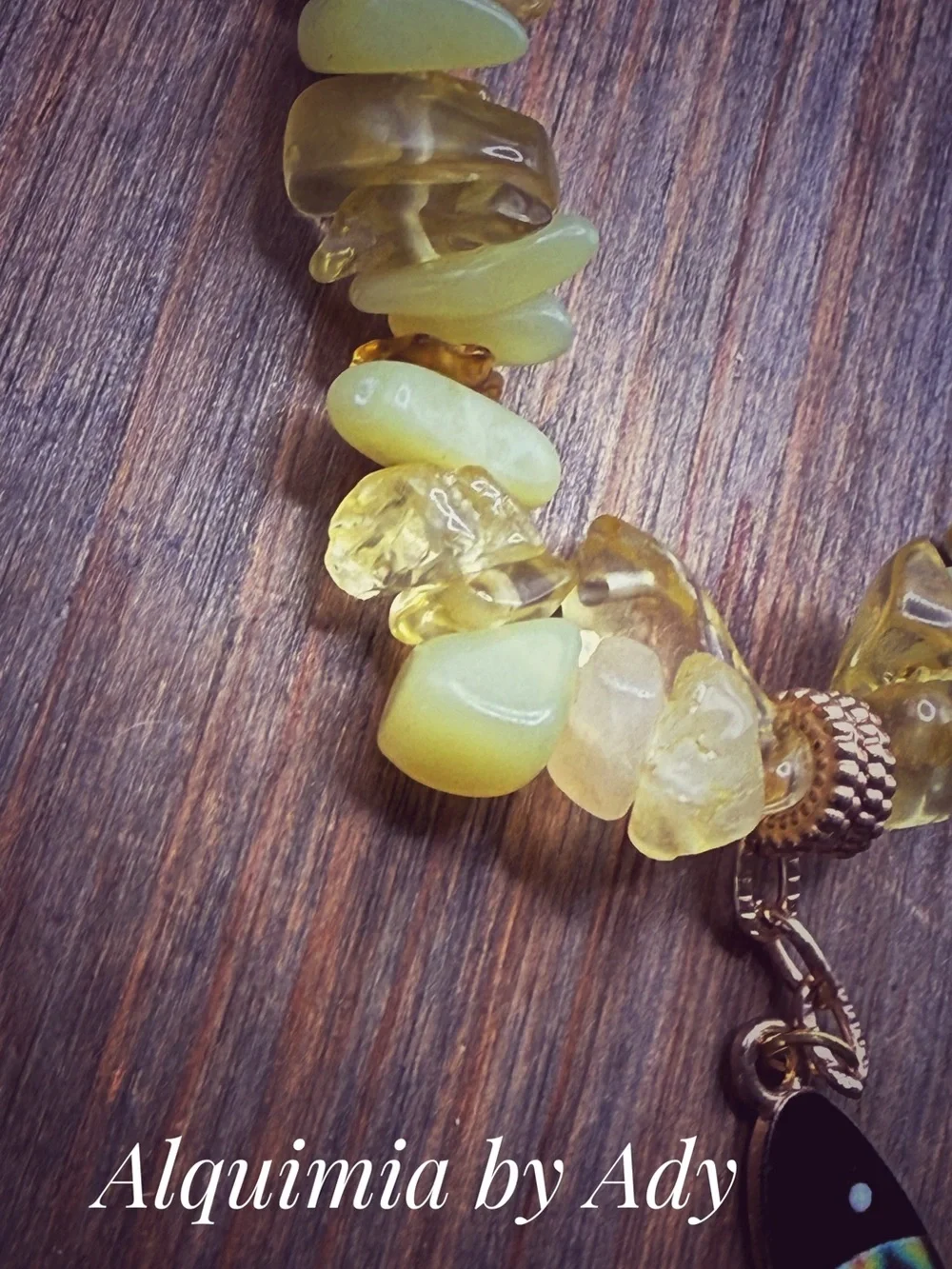 Citrine + yellow jade + gold long fish  beaded bracelet